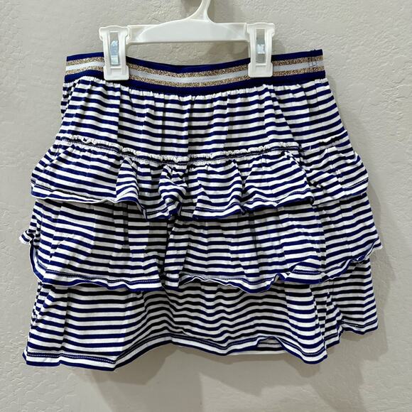 Mini Boden Navy & Blue Stripe Tiered Ruffle Skort - Picture 1 of 6
